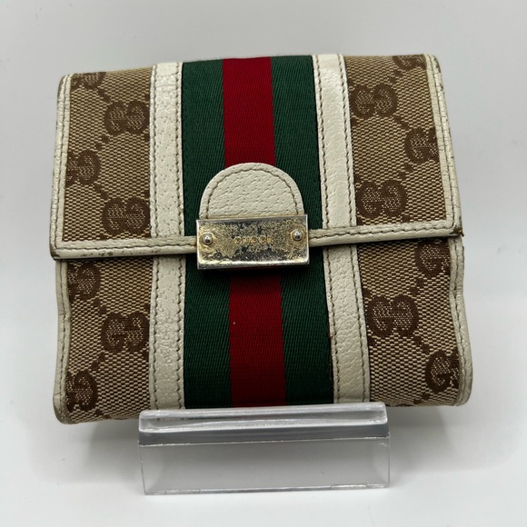 GUC Gucci Vintage Ophidia Cloth Trifold Wallet - Picture 1 of 11